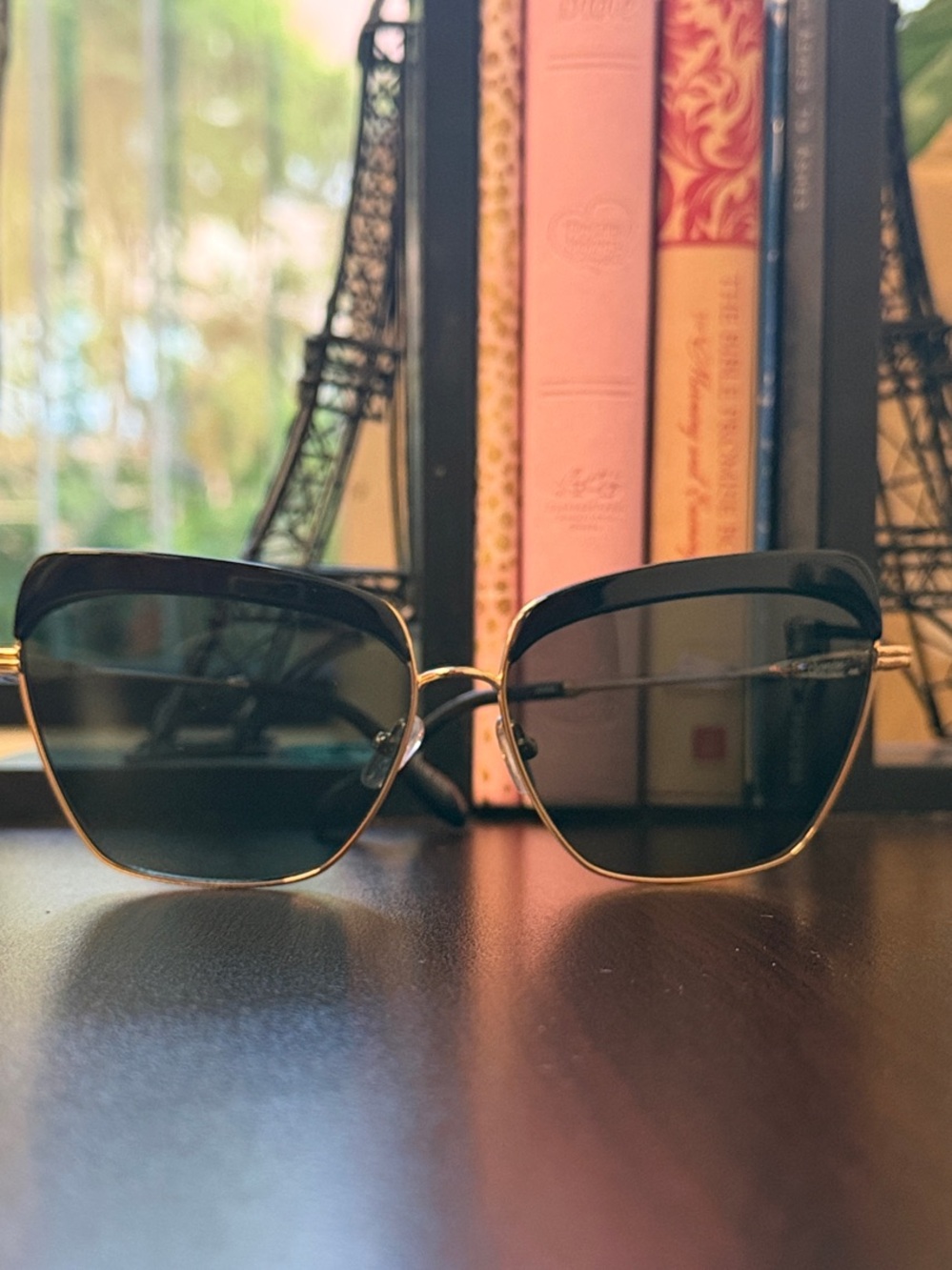 Sonix Black  Cat Eye Sunglasses Gold trim